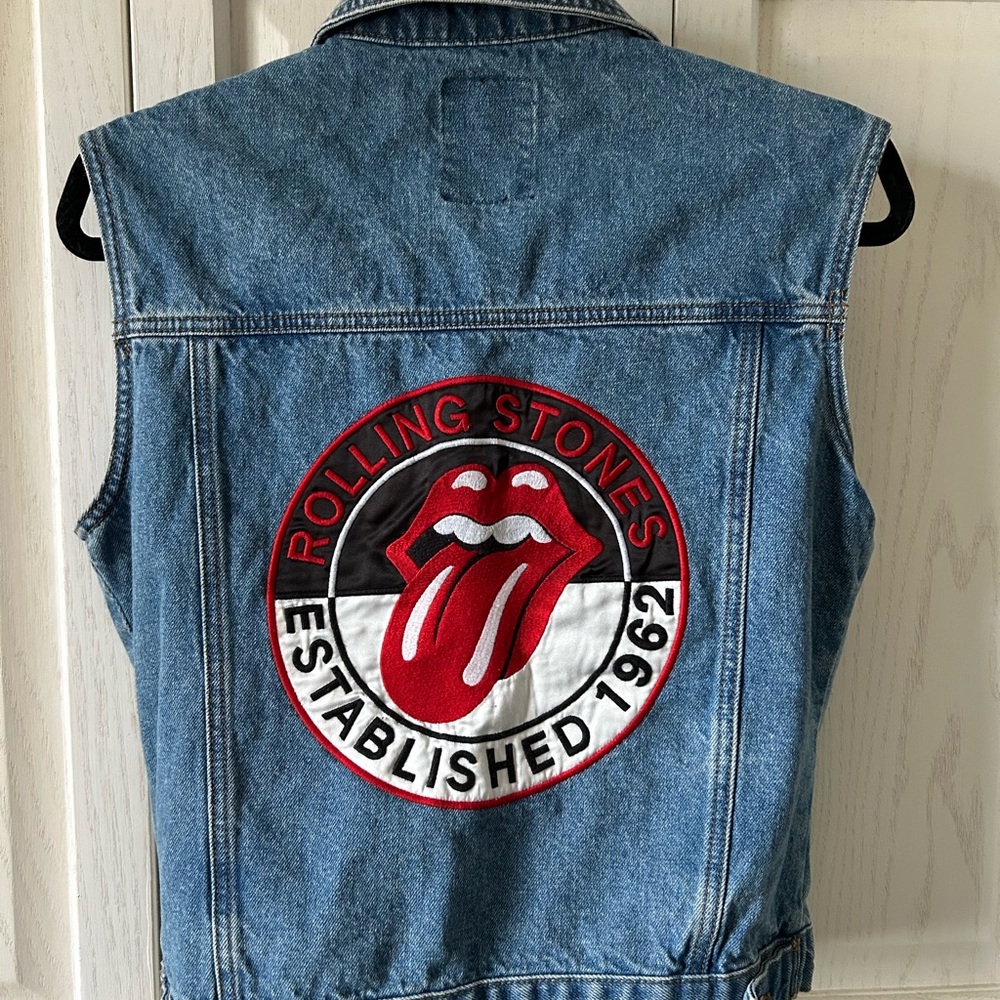 Forever 21 Blue Denim Vest with Red Tongue Patch